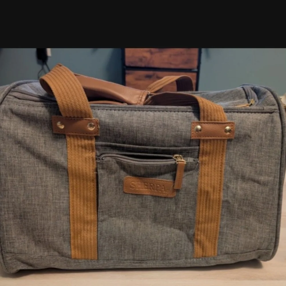 Sherpa Element Deluxe Travel Pet Carrier - Gray with Brown Accents